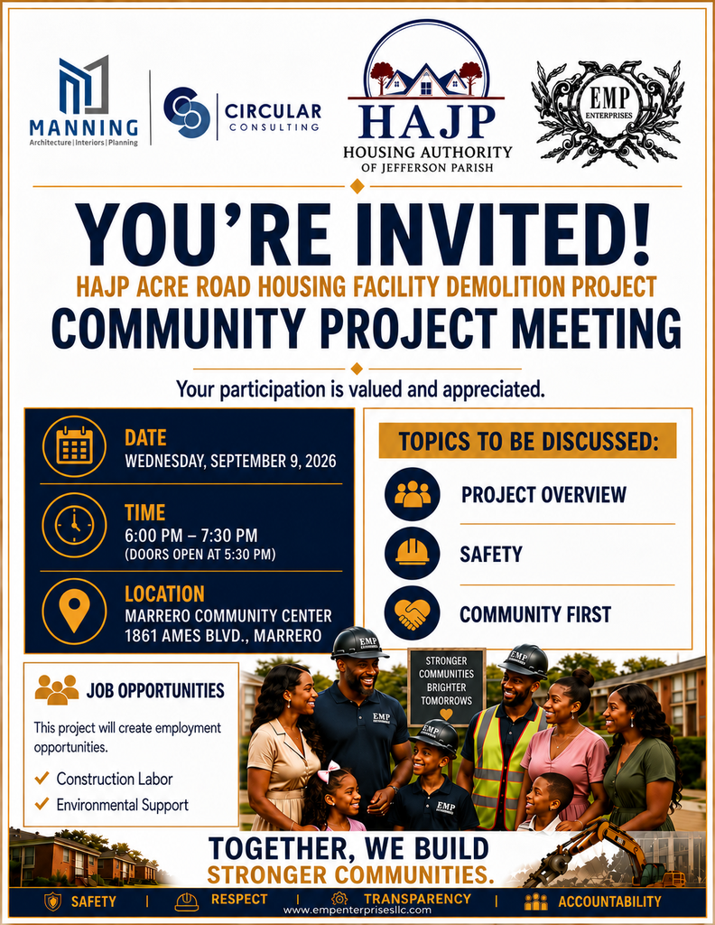 HAJP ACRE ROAD HOUSING FACILITY DEMOLITION PROJECT
Community Project Meeting